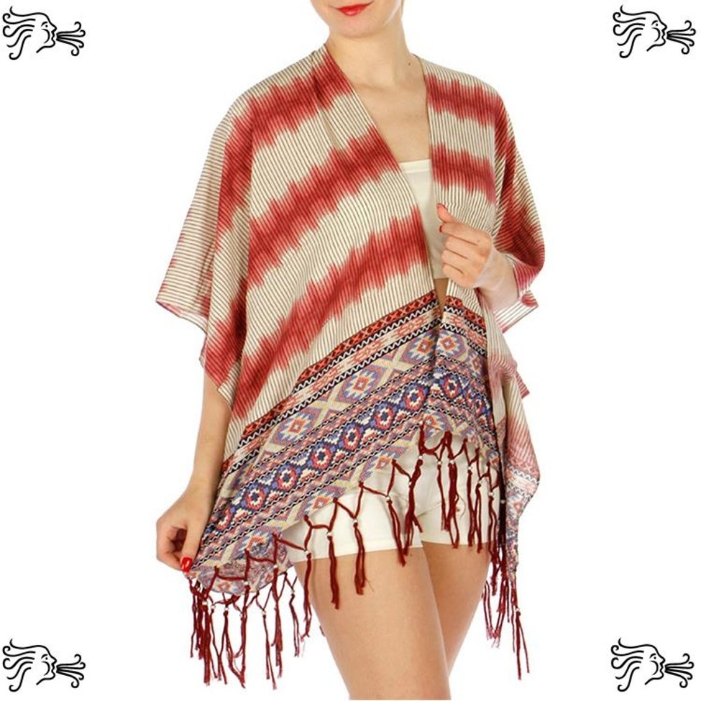 Women Beaded Tassel Aztec Kimono